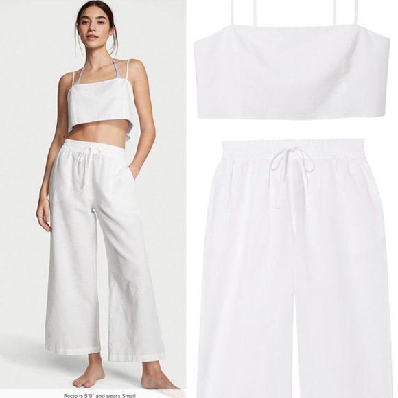 Victoria's Secret Pants - NWT Victoria’s Secret Linen Cropped Top and Beach Pant Set